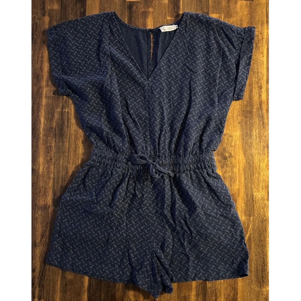 Carve Designs Women’s Small Romper One Piece Sophie Linen Blend Short Sleeve - Picture 2 of 12